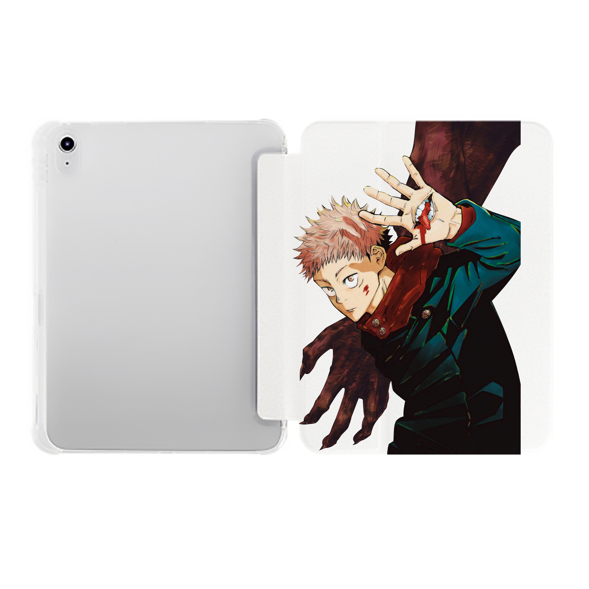 （画像用） 呪術廻戦 Jujutsu Kaisen IPad ケース ペン収納付き 三つ折りスタンド PUレザー×シリコン 対応機種9.5/10.5/10.9インチ